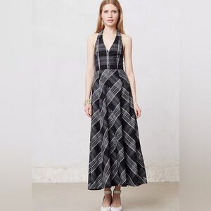 Anthropologie Maeve Adair Plaid Halter Maxi Dress size 8